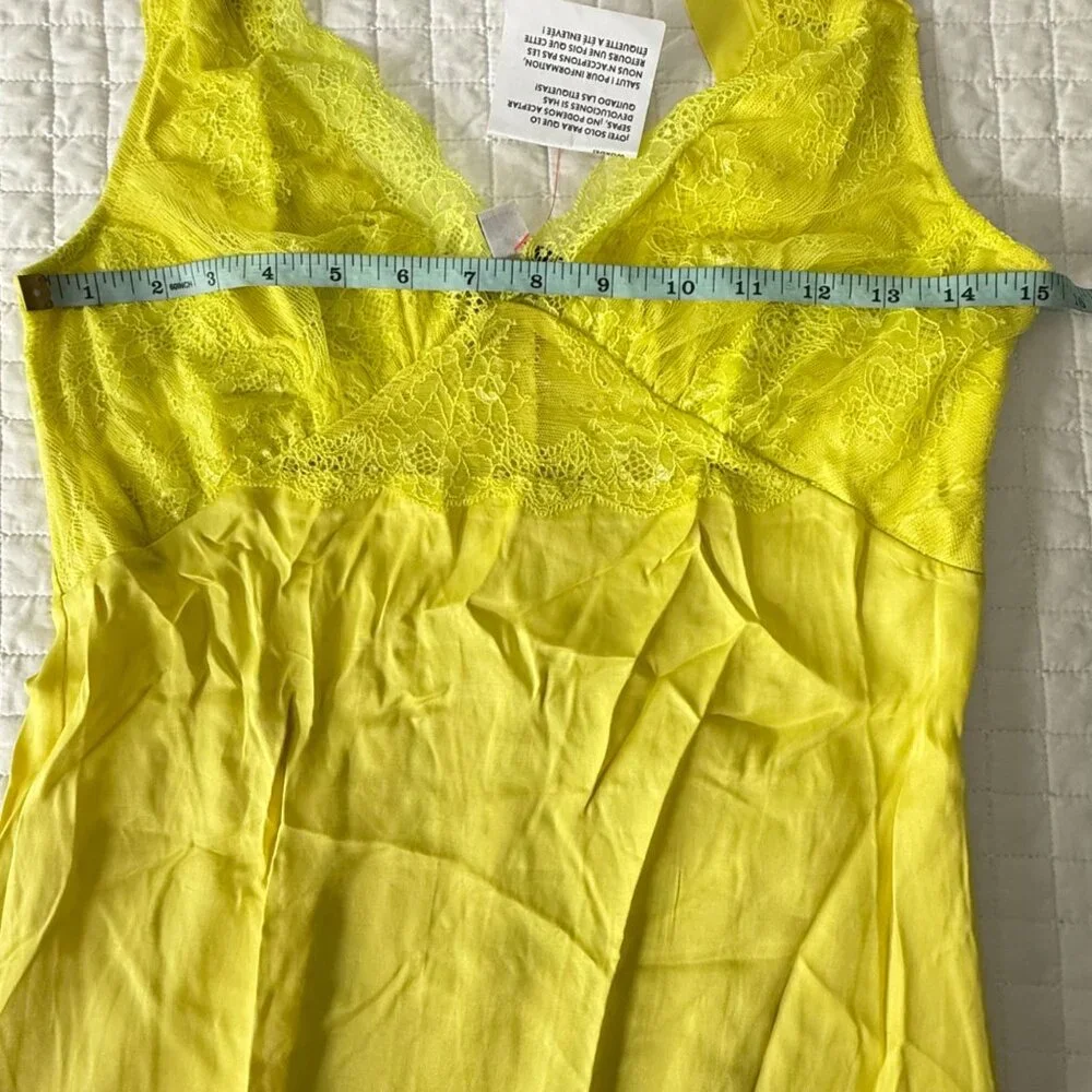 Topshop Lime Yellow Sleeveless Midi Dress With Lace Detail UK 12 / US 8 - Picture 11 of 13
